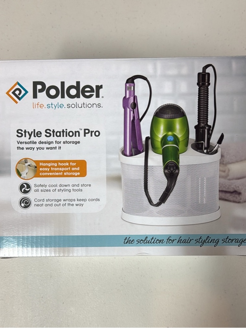 Polder Hair Tool Cooling & Storage Organizer - White
